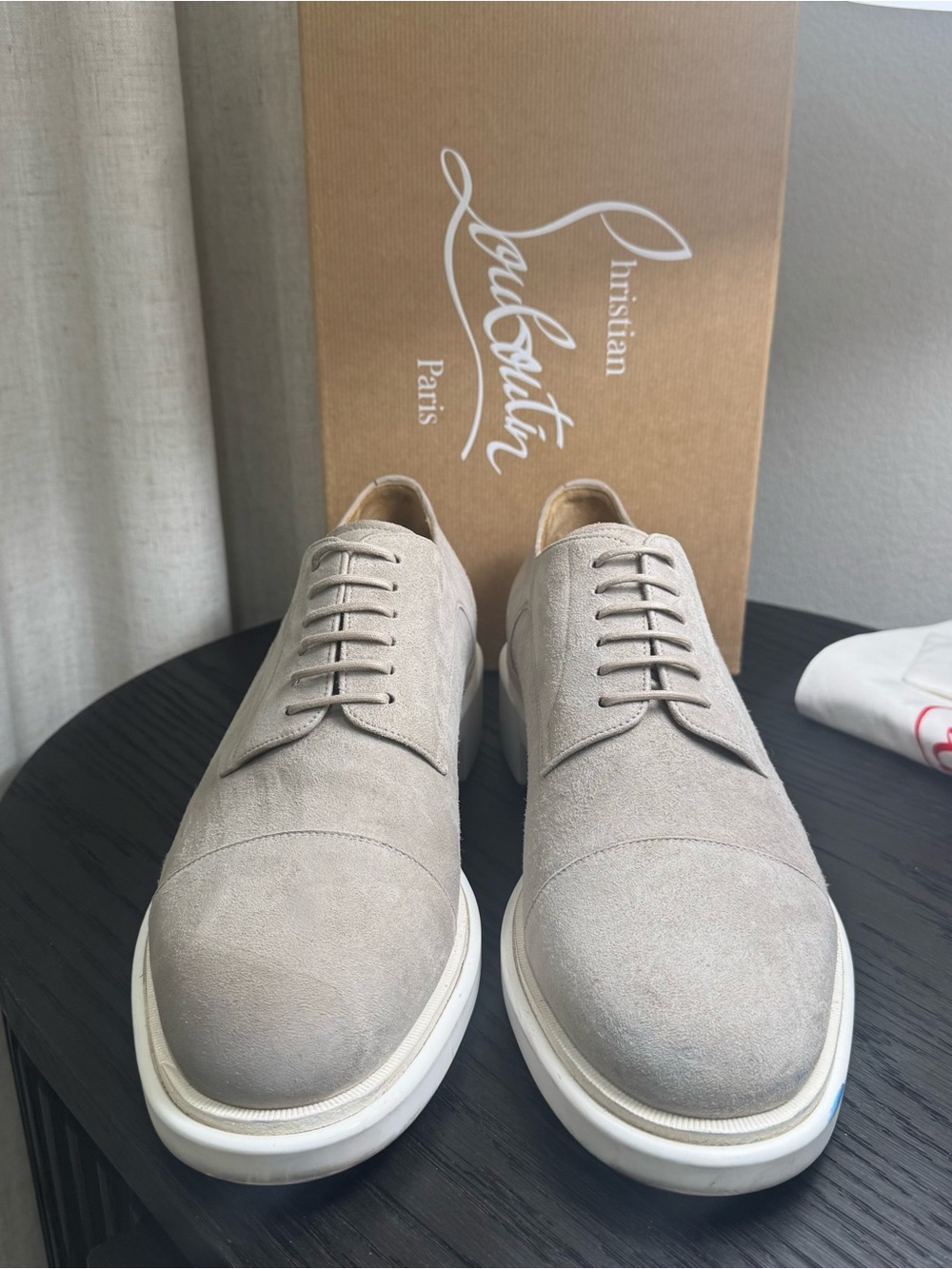 Christian Louboutin Urbino Lace-Up Dress Shoes Suede Goose 45 - Picture 2 of 11